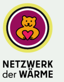 Das Bild zeigt das Logo des Netzwerks der Wärme mit einem Bär, der ein Herz in den Händen hält.